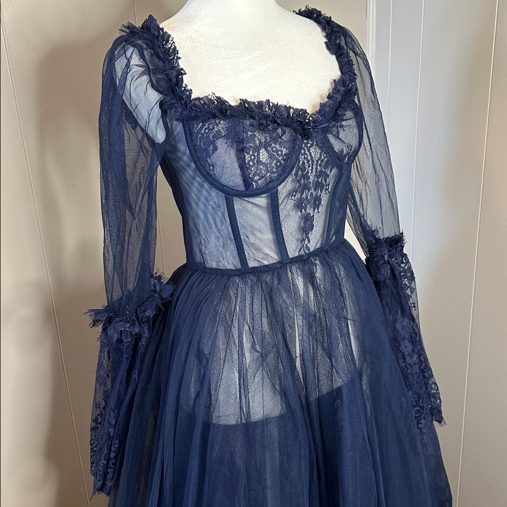 NWT Dolls Kill Dance with Death Maxi Dress - Navy - Picture 4 of 15